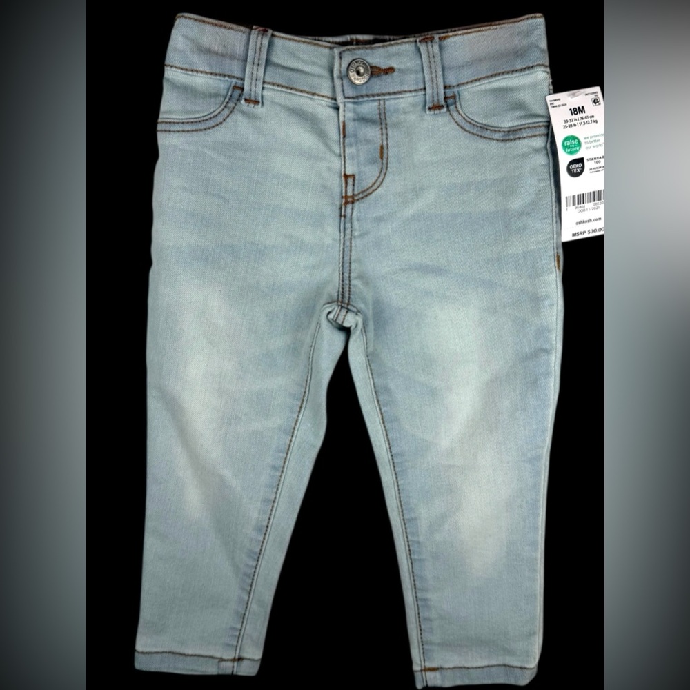 OshKosh B’gosh by Carter’s Baby Girl Jeans 18M Light Wash – Brand New with Tags - Picture 4 of 16